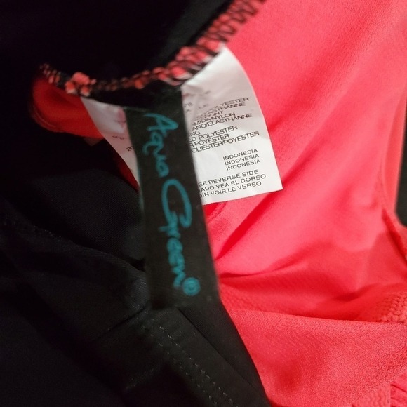Aqua Green Swimsuit Womens Size Small Coral Black One-piece Adjustable Straps - Picture 10 of 12